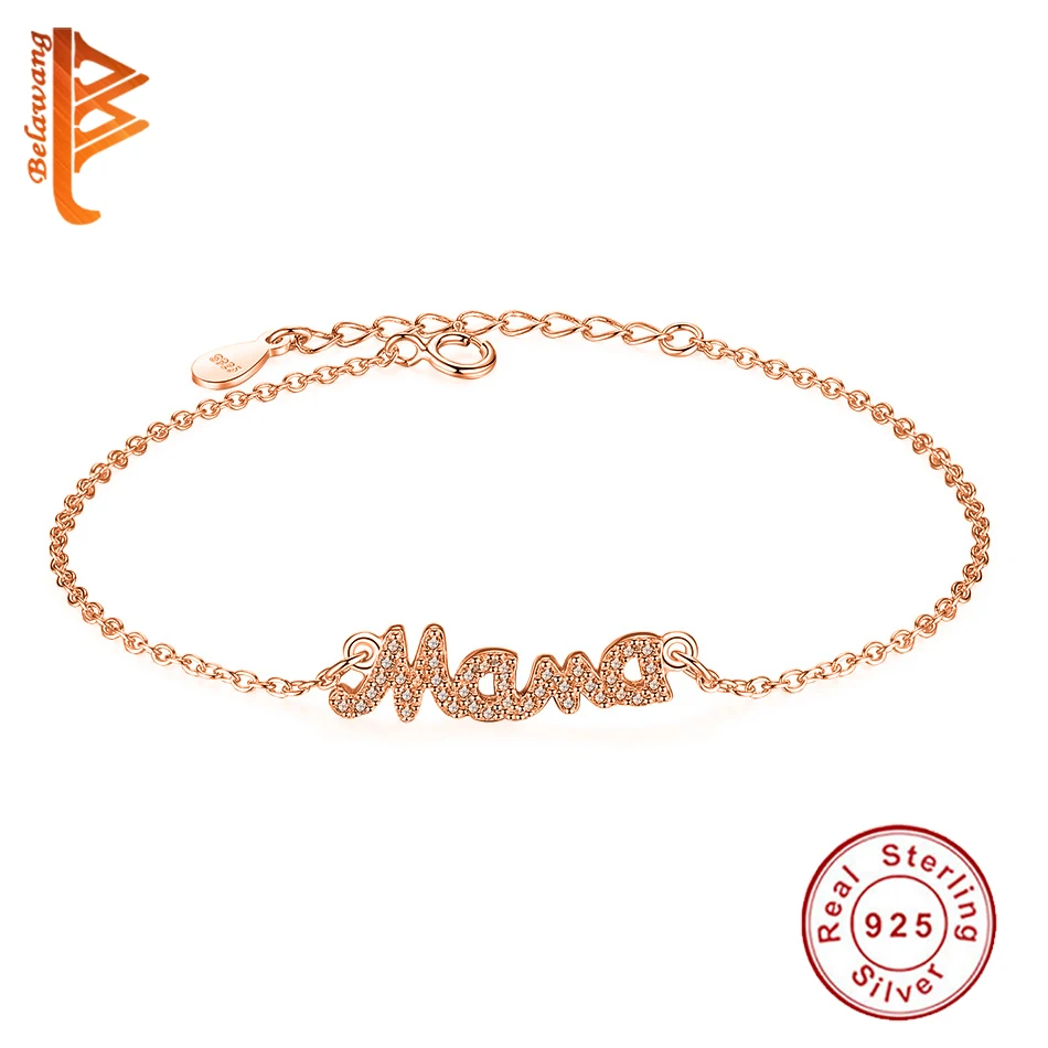BELAWANG Luxury Rose Gold Color "MAMA" Charm Bracelet 925 Sterling Silver Chain Link Bracelet Jewelry Gift for Mother's Day
BELAWANG Luxury Rose Gold Color "MAMA" Charm Bracelet 925 Sterling Silver Chain Link Bracelet Jewelry Gift for Mother's Day