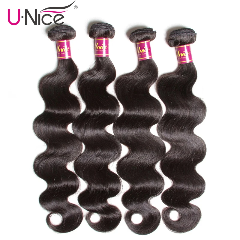 

Unice Hair 4 Bundles Indian Body Wave Hair Extension 8"-30" 100% Human Hair Weaves Natural Color Remy Hair Bundles Free Shipping