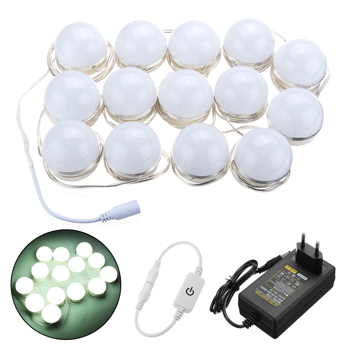 14 Hollywood Style Makeup Mirror LED Vanity Lights Bulbs for Dressing Table EU Power Supply Adapter Dimmable Wall Lamps
14 Hollywood Style Makeup Mirror LED Vanity Lights Bulbs for Dressing Table EU Power Supply Adapter Dimmable Wall Lamps