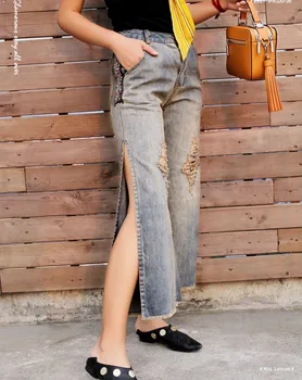 European Fashion Ankle-length Jeans for Women Beading Hole Loose Wide Leg Denim Pants Spring Summer Autumn Female Trousers
European Fashion Ankle-length Jeans for Women Beading Hole Loose Wide Leg Denim Pants Spring Summer Autumn Female Trousers