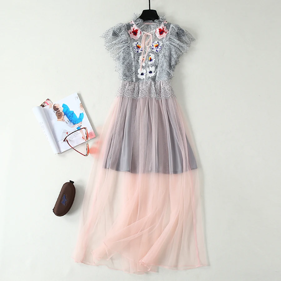 VERDEJULIAY 2019 New Women Fashion Flowers Embroidery Ruffles Slim Gray Pink Patchwork Designer Hot Long Pleated Dress
VERDEJULIAY 2019 New Women Fashion Flowers Embroidery Ruffles Slim Gray Pink Patchwork Designer Hot Long Pleated Dress
