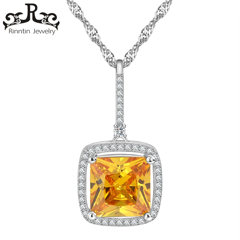 Rinntin Fashion Necklace with 5 ct Princess Cut Big Cubic Zirconia Female Pendant For Wedding Beautiful Jewelry for Women DON94 
Rinntin Fashion Necklace with 5 ct Princess Cut Big Cubic Zirconia Female Pendant For Wedding Beautiful Jewelry for Women DON94