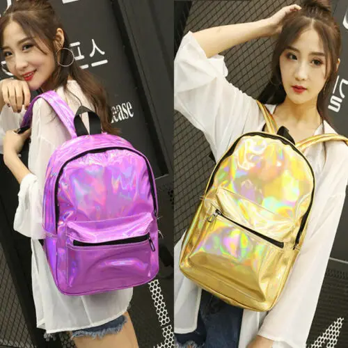 Fashion Women Lady School Leather Girls Backpack Glitter Bling Travel Laser Large Capacity Anti-Theft Handbag Shoulder Bag | Багаж и сумки