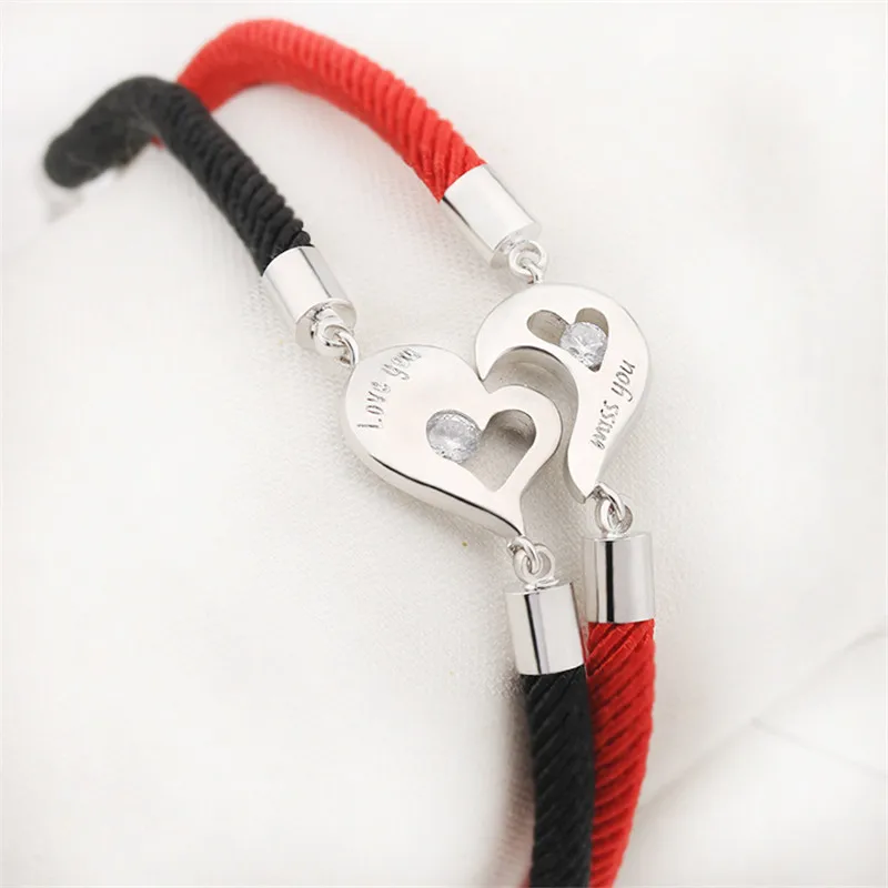 Silver Color Heart Charm Bracelet with L Love You Miss You Lover Red Black Thread Zircon Crystal Bracelet for Men Women Gift
Silver Color Heart Charm Bracelet with L Love You Miss You Lover Red Black Thread Zircon Crystal Bracelet for Men Women Gift