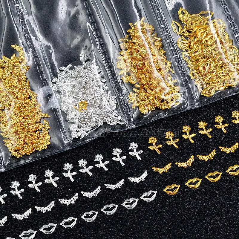1 Pack Mix Shapes Silver Gold Lip Flower with Leaf Wings Ear of Rice Metal Studs Nail Art Gems Decorations DIY Salon 29#
1 Pack Mix Shapes Silver Gold Lip Flower with Leaf Wings Ear of Rice Metal Studs Nail Art Gems Decorations DIY Salon 29#