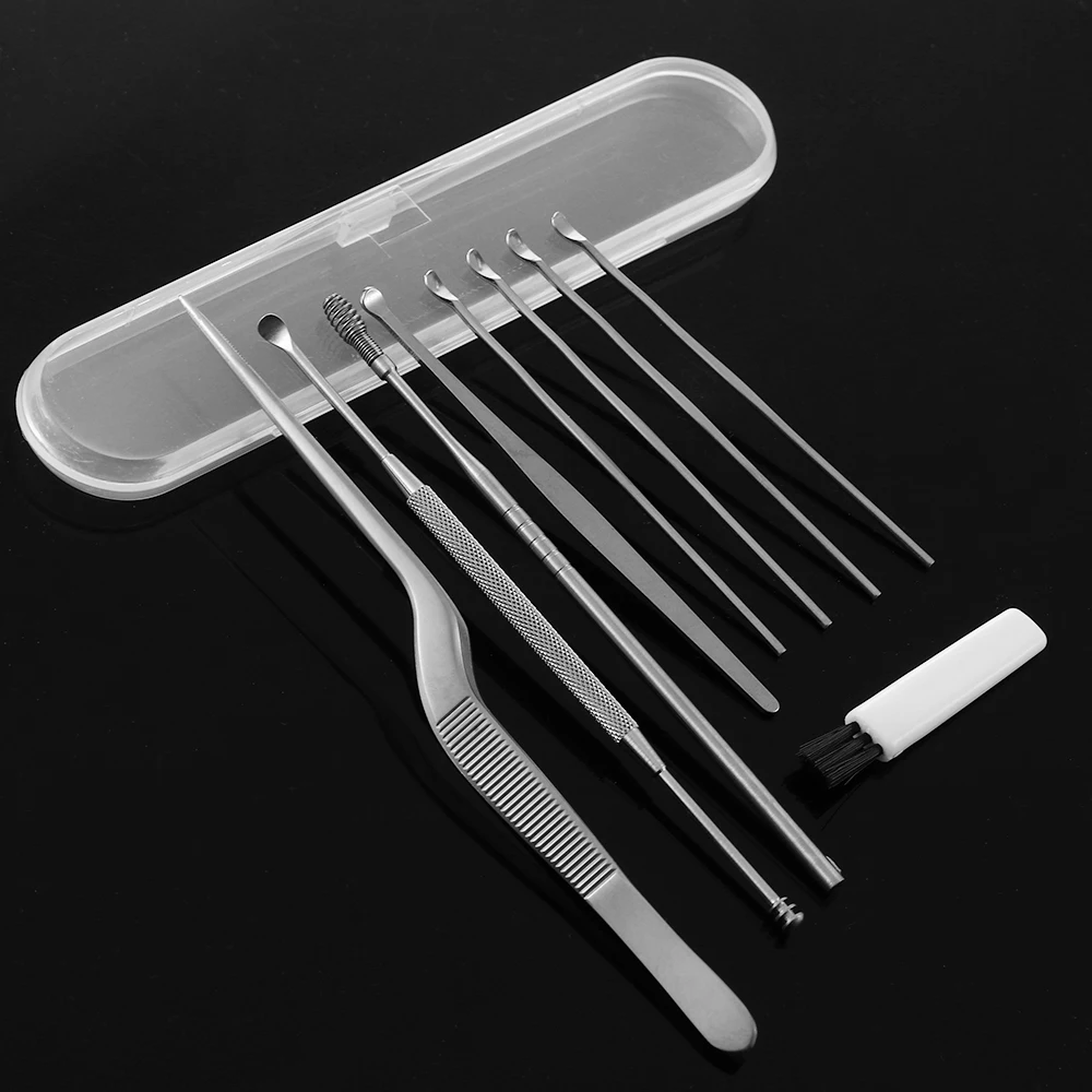 

8Pcs/Set Portable Stainless Steel Ear Curette Ear Wax Spoon Earwax Remover Cleaner Ear Pick Cleaning Health Care Makeup Tool Kit