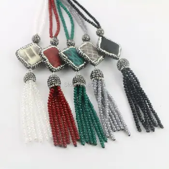 Fashion 5Pcs Pave Rhinestone Snakeskin & Mixed Color Crystal Tassels Chains Charms Necklaces Pendants Jewelry Finding
Fashion 5Pcs Pave Rhinestone Snakeskin & Mixed Color Crystal Tassels Chains Charms Necklaces Pendants Jewelry Finding