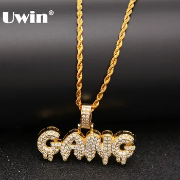 Uwin Hiphop Bling Bling CZ Jewelry Dripping GANG Bubble Initial Letters Necklace Gold Silver Color Chain For Men Fashion Pendant
Uwin Hiphop Bling Bling CZ Jewelry Dripping GANG Bubble Initial Letters Necklace Gold Silver Color Chain For Men Fashion Pendant