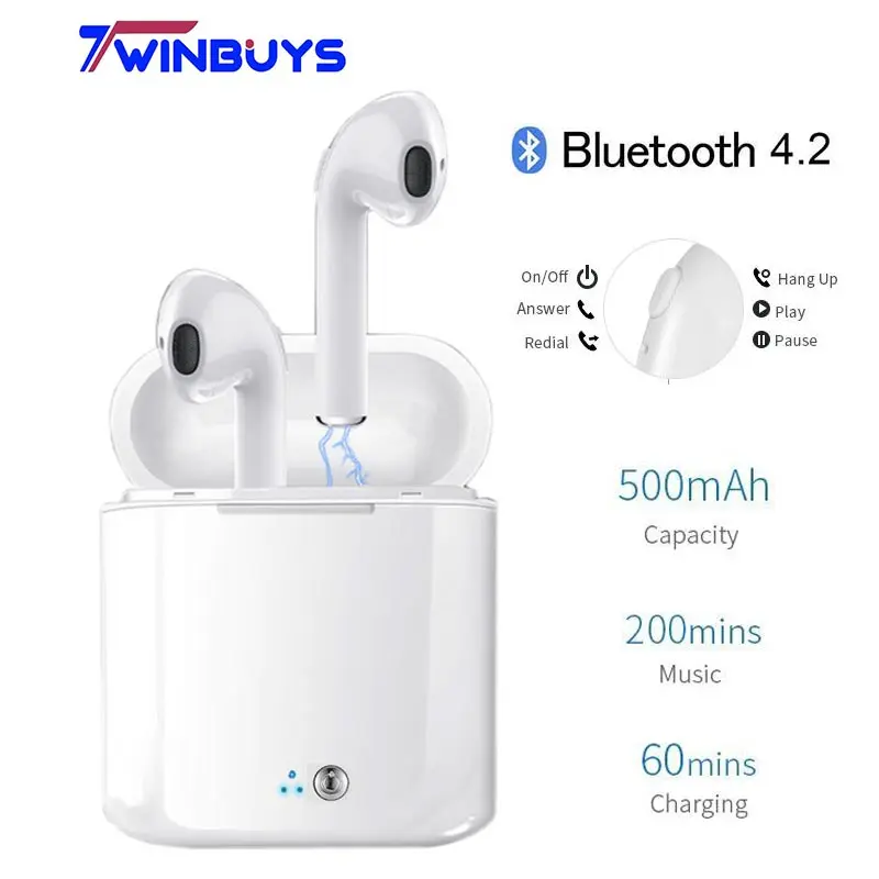 Twinbuys i7s TWS беспроводные наушники Bluetooth 4 2 стерео наушники-вкладыши гарнитура с