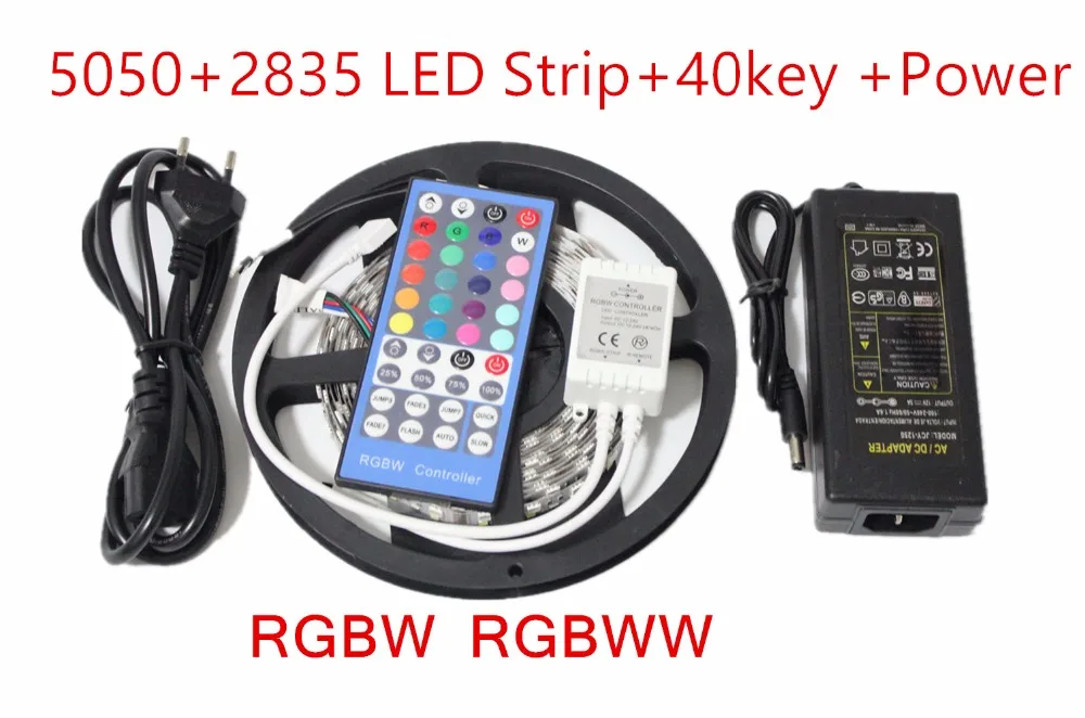 Двухрядная RGBW Светодиодная лента 5050 RGB + 2835 белый/теплый белый DC12V 120 LED/m 5 м/лот 40Key