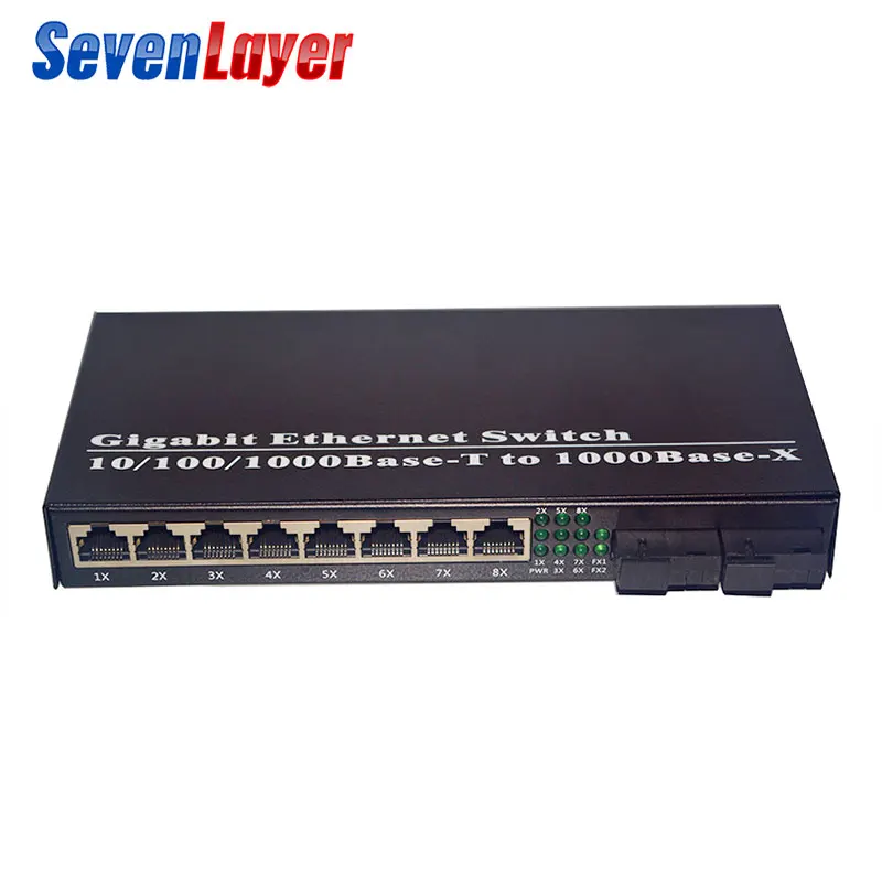 Fiber Optical Media Converter Gigabit Ethernet switch 10/100/1000M 8 RJ45 UTP and 2 SC fiber Port
Fiber Optical Media Converter Gigabit Ethernet switch 10/100/1000M 8 RJ45 UTP and 2 SC fiber Port