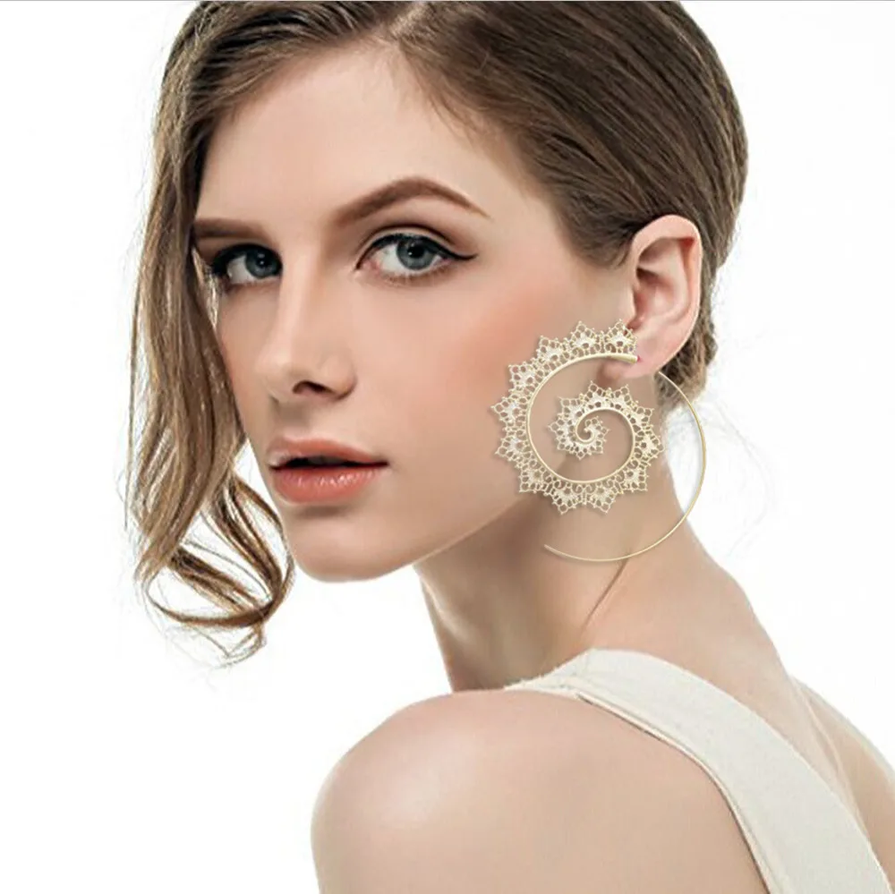 Retro Gold Indian Filigree Swirl Spiral Hoop Aros Threader Pull thru through Oorbellen Earrings for Women brincos aretes Fishing
Retro Gold Indian Filigree Swirl Spiral Hoop Aros Threader Pull thru through Oorbellen Earrings for Women brincos aretes Fishing