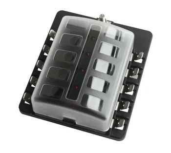 30A 12V~32V Circuit 10 Way ATC ATO Blade Fuse Block Holder Box with LED Warning Light for Car Boat Marine Truck + 40 Stickers
30A 12V~32V Circuit 10 Way ATC ATO Blade Fuse Block Holder Box with LED Warning Light for Car Boat Marine Truck + 40 Stickers