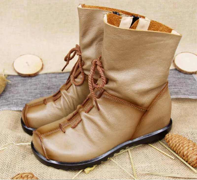 Genuine Leather Vintage Ankle Lace Up Casual Boots - Various Colours 6