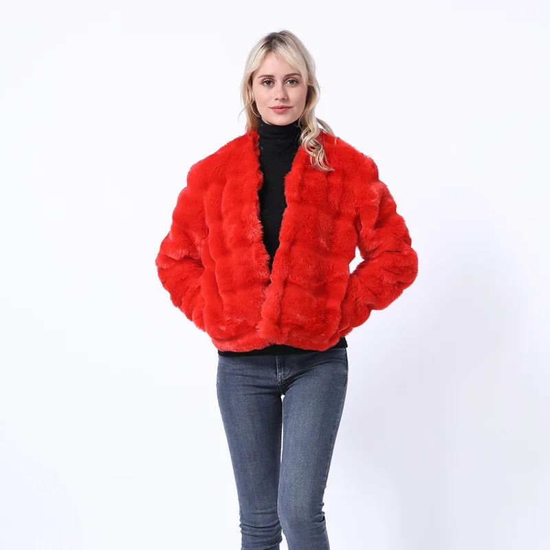 

Fur-like Outerwear Fox-like Fur Stitching Sleeve Short Haining Small Fragrance Fashion Artificial Fur Faux Fur Short Women Coat