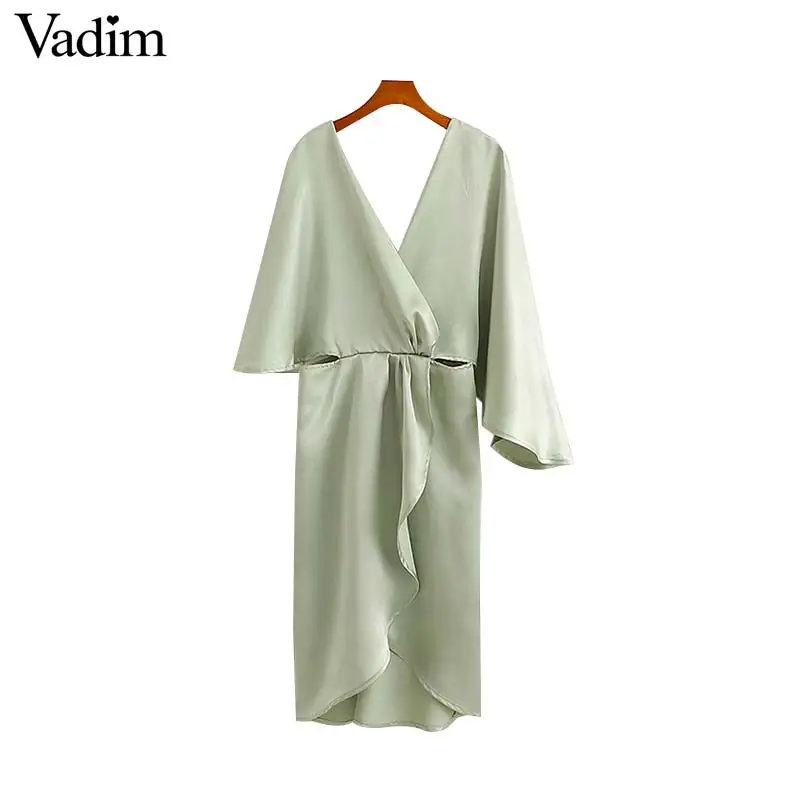 Vadim women sexy V neck midi dress hollow out long sleeve elegant female casual solid irregular dresses vestidos QC014
Vadim women sexy V neck midi dress hollow out long sleeve elegant female casual solid irregular dresses vestidos QC014