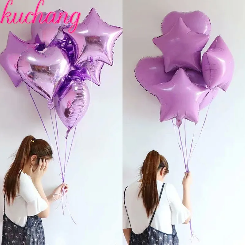 6Pcs Pearl Purple Candy Purple Pure Star Heart Foil Helium Balloons for Wedding Birthday Party Decoration
6Pcs Pearl Purple Candy Purple Pure Star Heart Foil Helium Balloons for Wedding Birthday Party Decoration