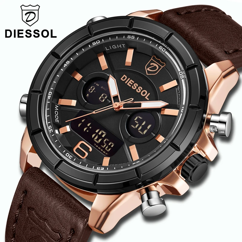 DIESSOL Mens Watches Top Brand Luxury Quartz LED Digital Sport Watch Men Leather Military Waterproof Watches Relogio Masculino
DIESSOL Mens Watches Top Brand Luxury Quartz LED Digital Sport Watch Men Leather Military Waterproof Watches Relogio Masculino