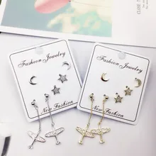 Fashion 925 Silver Needle Plane Earrings Set Cute Moon Star Zircon Stud Earring Women Jewelry Wedding
Fashion 925 Silver Needle Plane Earrings Set Cute Moon Star Zircon Stud Earring Women Jewelry Wedding