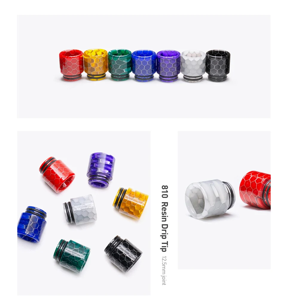 Volcanee 810 Drip Tip Snake Resin Epoxy Wide Bore Mouthpiece for TFV8 RDA RTA Tank Atomizer E Cig Liquid Mod Vape Accessories