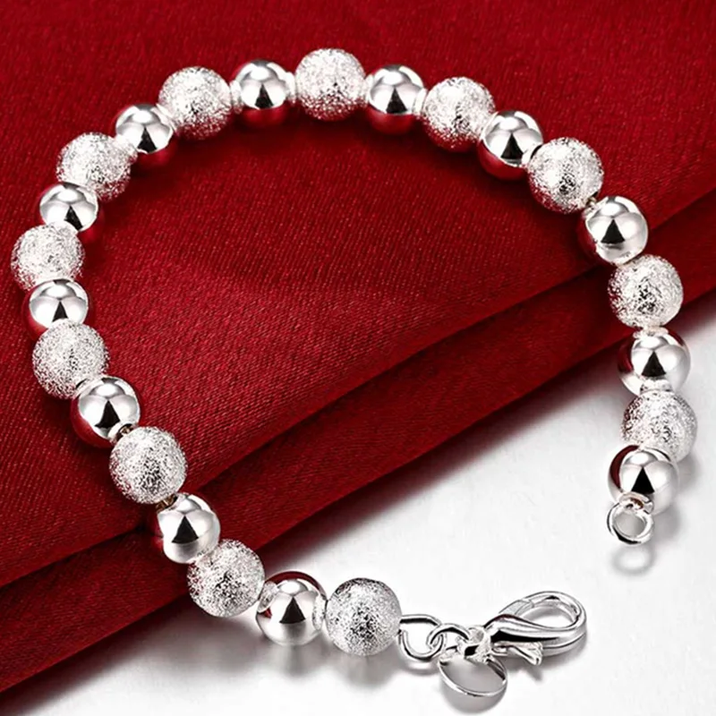 925 Silver Color 8MM Round Bead Bracelet Fashion Charm Women Lady Jewelry Cute Nice Pretty Wedding Birthday Gift
925 Silver Color 8MM Round Bead Bracelet Fashion Charm Women Lady Jewelry Cute Nice Pretty Wedding Birthday Gift