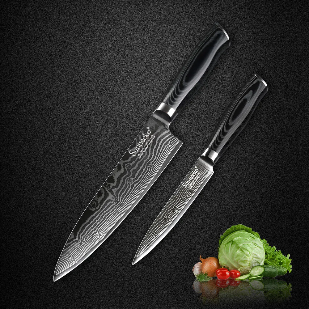 SUNNECKO 2PCS 8" Chef 5" Utility Kitchen Knife Set Japanese Damascus 73 Layer VG10 Steel Sharp Cooking Knives Micarta Handle
SUNNECKO 2PCS 8" Chef 5" Utility Kitchen Knife Set Japanese Damascus 73 Layer VG10 Steel Sharp Cooking Knives Micarta Handle