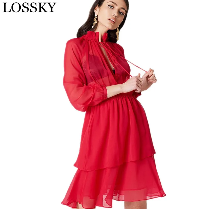 Sexy Vintage Long Sleeve Chiffon Summer Dress Casual Turtleneck Lace Up Women Autumn Red Party Dress Female Ladies Short Dresses
Sexy Vintage Long Sleeve Chiffon Summer Dress Casual Turtleneck Lace Up Women Autumn Red Party Dress Female Ladies Short Dresses