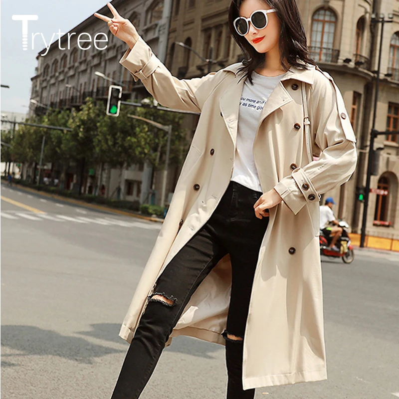 Trytree 2018 Autumn Women Casual Windbreakers Cotton Polyester Sashes Double Breasted Office Lady Thin Khaki Solid Long Coats
Trytree 2018 Autumn Women Casual Windbreakers Cotton Polyester Sashes Double Breasted Office Lady Thin Khaki Solid Long Coats