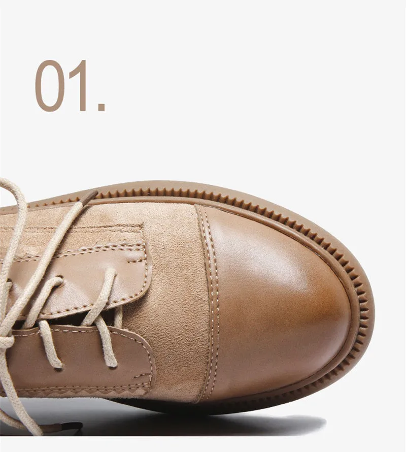 Retro Women Oxfords Shoes Spring 2019 New British Flats Brogues Shoes Woman Round Toe Lace Up Students Casual Flat Platform Shoe (19)
