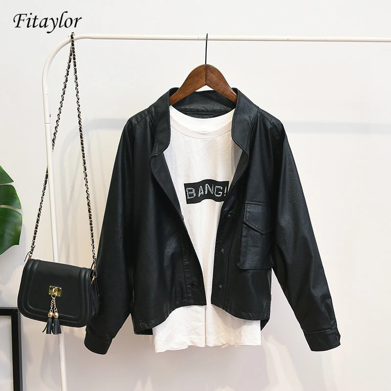 Fitaylor Spring New Women Casual Loose Bf Faux Leather Jackets Retro PU Long Sleeve Jacket Coat
Fitaylor Spring New Women Casual Loose Bf Faux Leather Jackets Retro PU Long Sleeve Jacket Coat