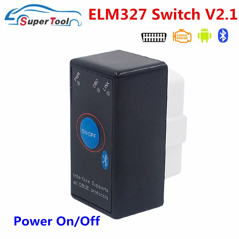 OBD2 Switch On/Off ELM327 Bluetooth V2.1 ELM 327 Bluetooth V2.1 Code Scanner OBD 2/ii Protocols ELM327 Diagnostic Tool for Car 
OBD2 Switch On/Off ELM327 Bluetooth V2.1 ELM 327 Bluetooth V2.1 Code Scanner OBD 2/ii Protocols ELM327 Diagnostic Tool for Car