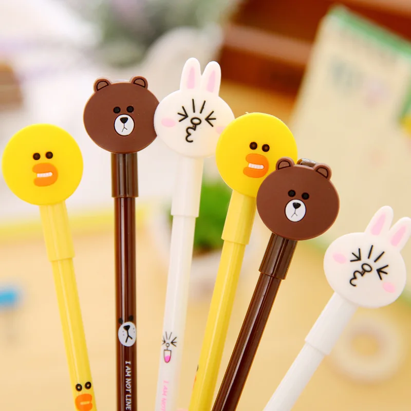 3 PCS 0.38mm Cute Cartoon Brown Bear Bunny Cony Rabbit Sally Chicken Black Gel Ink Pen Kawaii Signature Pen Escolar Papelaria
3 PCS 0.38mm Cute Cartoon Brown Bear Bunny Cony Rabbit Sally Chicken Black Gel Ink Pen Kawaii Signature Pen Escolar Papelaria