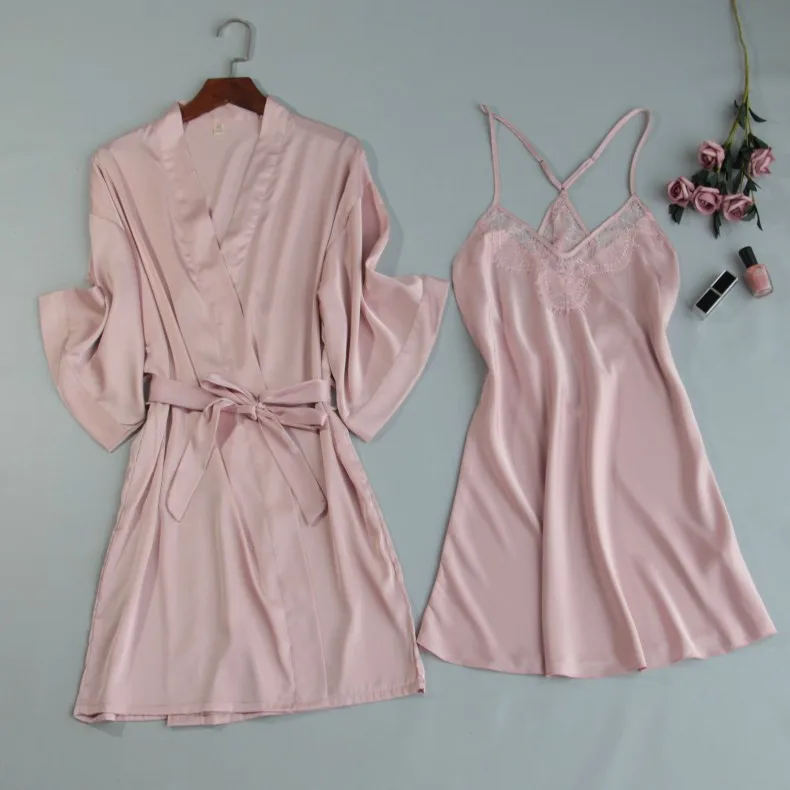 MECHCITIZ 2019 Fashion Women Sexy Lace Silk Robe & Gown Set Nightdress Robes Sleepwear Suit Bathrobe Nightwear Summer Homewear 
MECHCITIZ 2019 Fashion Women Sexy Lace Silk Robe & Gown Set Nightdress Robes Sleepwear Suit Bathrobe Nightwear Summer Homewear