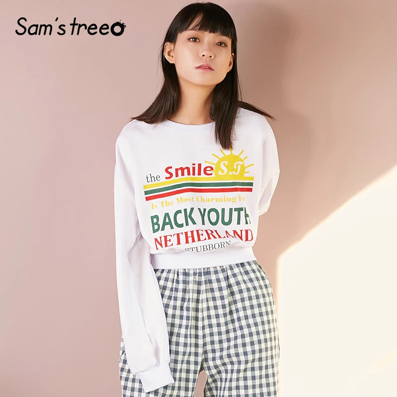 Samstree Preppy Style Spring Autumn Drop-shoulder Women Pullover Floral Printed O-Neck Long Sleeve Female Sweatshirts
Samstree Preppy Style Spring Autumn Drop-shoulder Women Pullover Floral Printed O-Neck Long Sleeve Female Sweatshirts