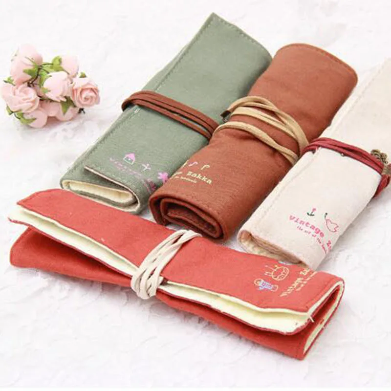 4 colors for choice , roll up vintage canvas pencil bag , brush makeup pencil bag , school stationary pencil pouch for children
4 colors for choice , roll up vintage canvas pencil bag , brush makeup pencil bag , school stationary pencil pouch for children