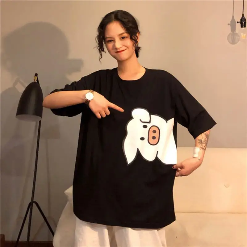 Good Luck Pig Cartoon Tops Short Women Summer Sleeve Casual Female T-Shirt Simple Wild Lucky Girl Tops Couple Clothes
Good Luck Pig Cartoon Tops Short Women Summer Sleeve Casual Female T-Shirt Simple Wild Lucky Girl Tops Couple Clothes