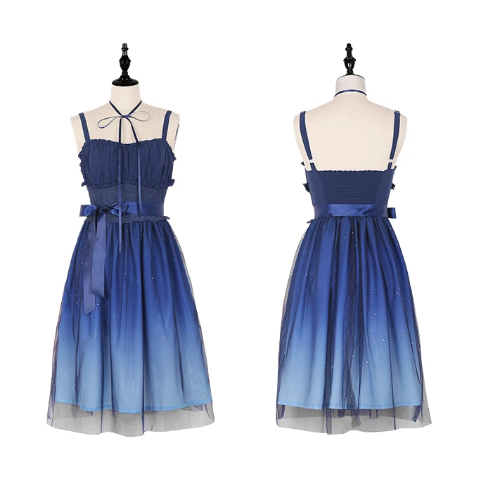 Gradient Blue Japanese Lolita women princess fashion starry night sky golden printed zipper girls sweet Lolita JSK Dresses
Gradient Blue Japanese Lolita women princess fashion starry night sky golden printed zipper girls sweet Lolita JSK Dresses