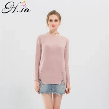 H.SA 2017 Pullovers Women Oneck Long Sweaters Split side Bow Irregular Knitted Jumper Femme Autumn Winter New Pull sweaters
H.SA 2017 Pullovers Women Oneck Long Sweaters Split side Bow Irregular Knitted Jumper Femme Autumn Winter New Pull sweaters