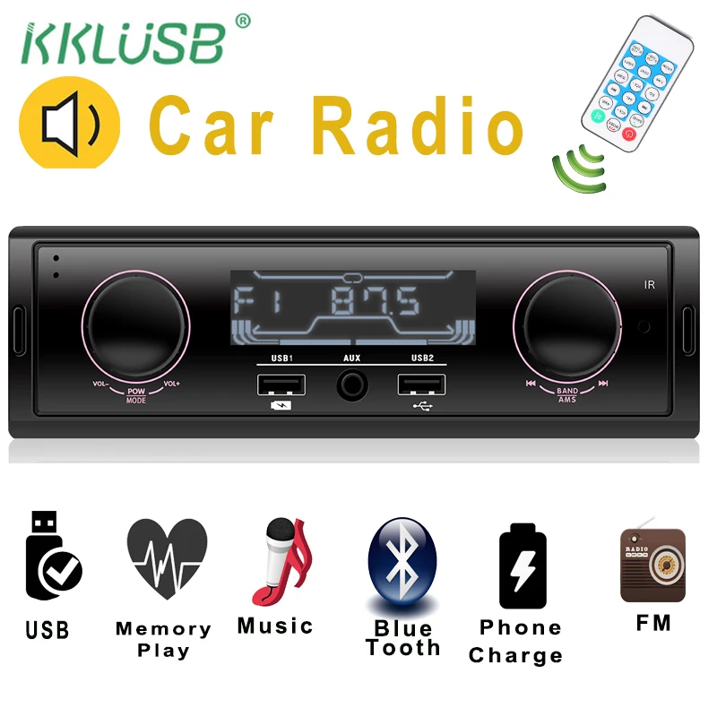 Радио 1 Din Bluetooth Авторадио 1din MP3 плеер 12 В Hands free Para аудио AUX музыка стерео USB Карро