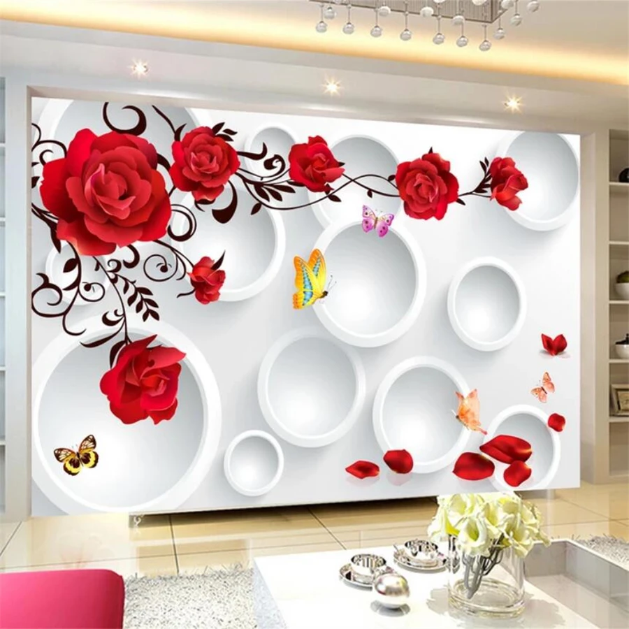 

Beibehang пользовательские обои 3D Роспись круги розы романтическая любовь фон Стена гостиная спальня настенные бумаги домашний декор роспись