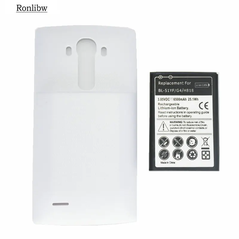 Ronlibw 6500mAh BL-51YF Extended Battery White Cover Case For LG G4 H818/N VS999 F500 F500S F500K F500L H815 H810
Ronlibw 6500mAh BL-51YF Extended Battery White Cover Case For LG G4 H818/N VS999 F500 F500S F500K F500L H815 H810