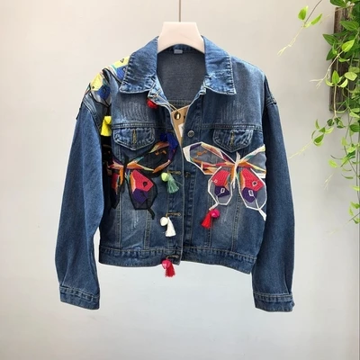 Women Short Vintage Blue Coat Denim Jacket Long Sleeve Casual Short Jeans Jacket Female Embroidery Bows Outwear Streetwear
Women Short Vintage Blue Coat Denim Jacket Long Sleeve Casual Short Jeans Jacket Female Embroidery Bows Outwear Streetwear