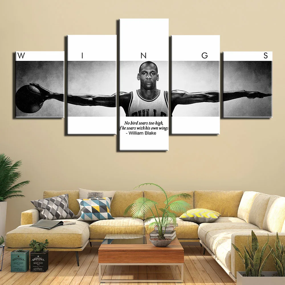 5 Panel basketball player Michael Jordan wings Inspirational quotes Painting Canvas HD print Wall Art 5 piece sports poster
5 Panel basketball player Michael Jordan wings Inspirational quotes Painting Canvas HD print Wall Art 5 piece sports poster