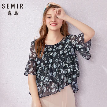 SEMIR 2019 summer new short-sleeved shirt blouse short round neck blouse stitching floral chiffon sweet girl top
SEMIR 2019 summer new short-sleeved shirt blouse short round neck blouse stitching floral chiffon sweet girl top