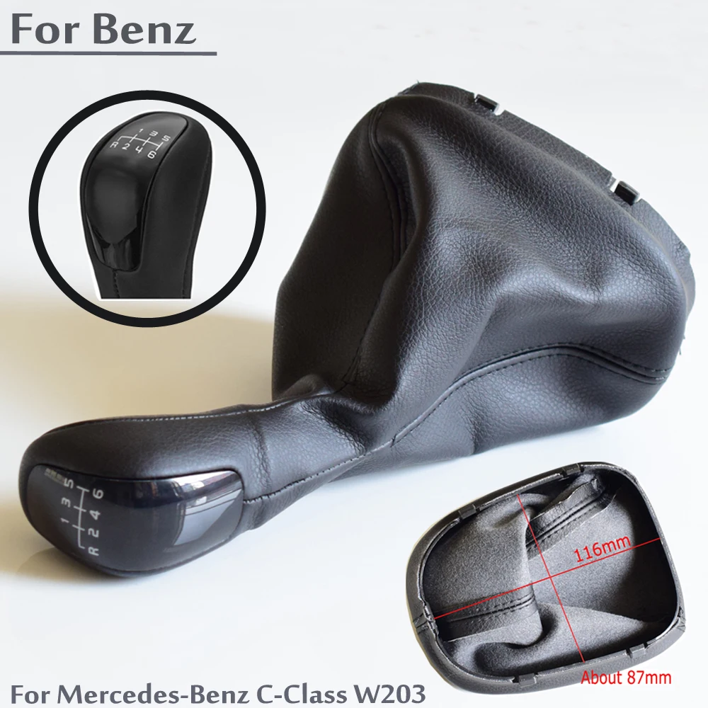 Black Leather Dust-Proof Cover 6 Speed Car Gear Shift Knob Lever Shifter For Mercedes-Benz C Class W203 2000-2004 S203
Black Leather Dust-Proof Cover 6 Speed Car Gear Shift Knob Lever Shifter For Mercedes-Benz C Class W203 2000-2004 S203