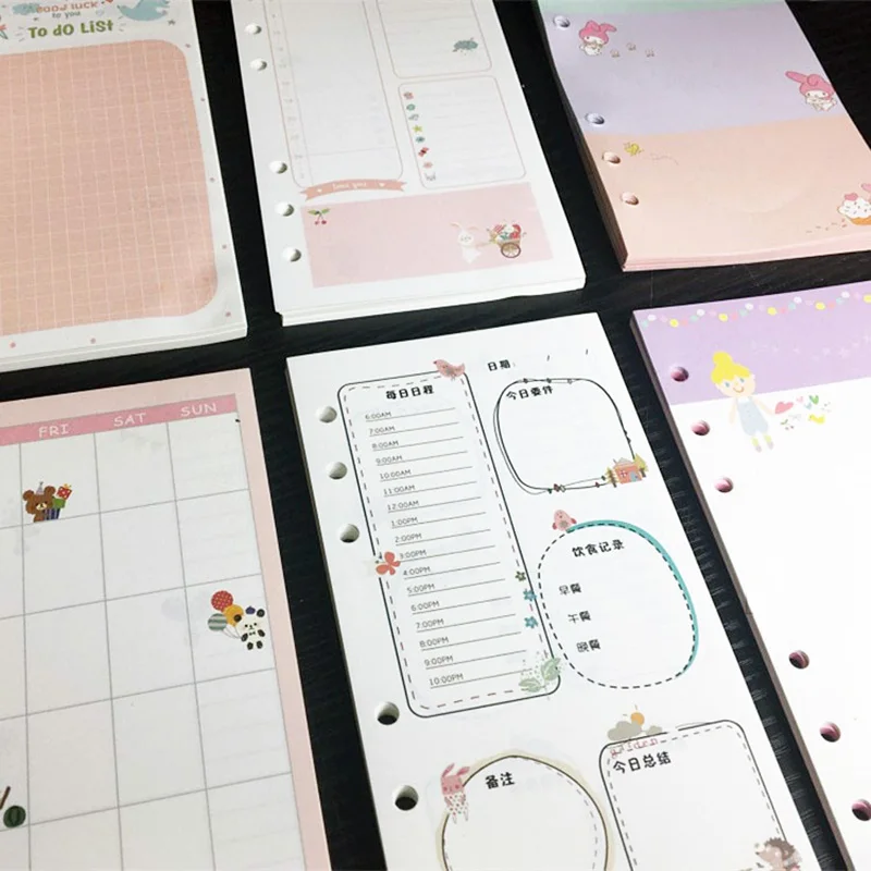 A5/A6 40sheets/Lot 6 Holes Cute Cartoon Colors Work Planner Book Hand Ledger Loose-Leaf Diary Agenda For Kids School Plan Supply
A5/A6 40sheets/Lot 6 Holes Cute Cartoon Colors Work Planner Book Hand Ledger Loose-Leaf Diary Agenda For Kids School Plan Supply