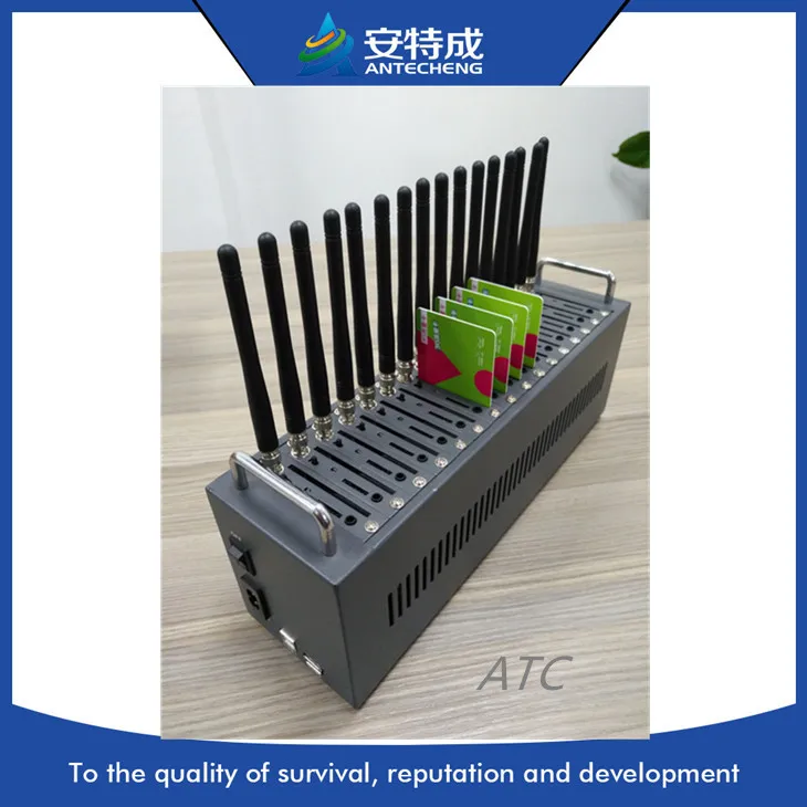 Antecheng low price multi sim gsm modem pool 16 ports support STK ,USSD,AT command wavecom module Sl6087 MTK modem .
Antecheng low price multi sim gsm modem pool 16 ports support STK ,USSD,AT command wavecom module Sl6087 MTK modem .
