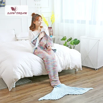 Slowdream Color Throw Mermaid Tail Blanket Knitted Handmade For Adult Kids Sofa Sleeping Bed Wrap Baby Gift Crochet Soft Blanket
Slowdream Color Throw Mermaid Tail Blanket Knitted Handmade For Adult Kids Sofa Sleeping Bed Wrap Baby Gift Crochet Soft Blanket