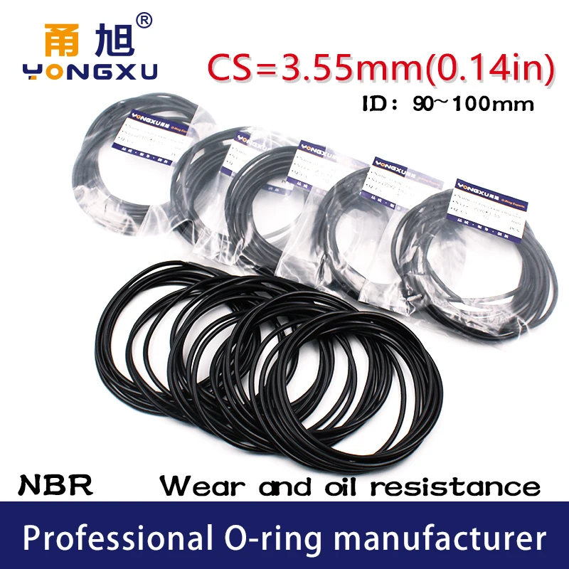 10PC/lot Rubber Ring NBR Seal O-Ring CS3.55mm ID90/92.5/95/97.5/100mm O Ring Seal Gasket Nitrile ORing Oil Resistance
10PC/lot Rubber Ring NBR Seal O-Ring CS3.55mm ID90/92.5/95/97.5/100mm O Ring Seal Gasket Nitrile ORing Oil Resistance