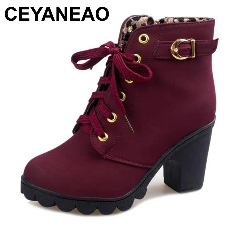 CEYANEAOPlus Size Ankle Boots Women Platform High Heels Buckle Shoes Thick Heel Short Boot Ladies Casual Footwear Drop Shipping
CEYANEAOPlus Size Ankle Boots Women Platform High Heels Buckle Shoes Thick Heel Short Boot Ladies Casual Footwear Drop Shipping